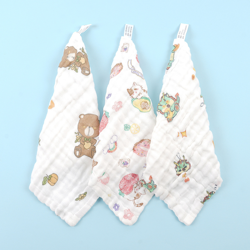 Šešių sluoksnių marlės kvadratinė servetė, 100% medvilnė, kūdikiams, viengyslė siūlė, sugėrimas 0–5 s