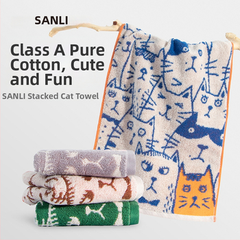 Kūdikio rankšluostis iš 100% medvilnės, džakardiniais dizainas katės grafiti – 150D, 80–100g