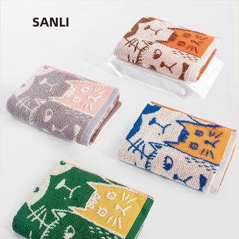 Kūdikio rankšluostis iš 100% medvilnės, džakardiniais dizainas katės grafiti – 150D, 80–100g