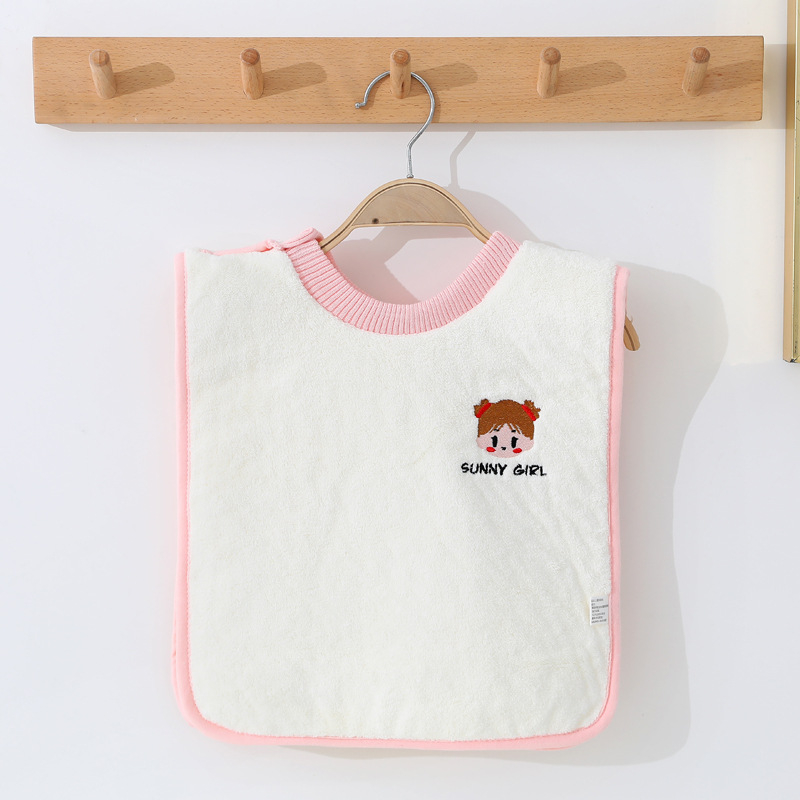 Vaikų vandeniui skirtas veido ir valgymo rankšluostis — coral fleece, siuvinėjimas ir apipjaustymas, amžius 2–8 m