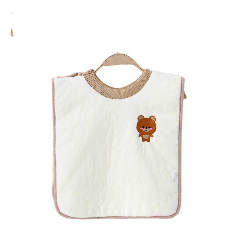 Vaikų vandeniui skirtas veido ir valgymo rankšluostis — coral fleece, siuvinėjimas ir apipjaustymas, amžius 2–8 m