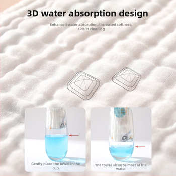 Šešių sluoksnių medvilninė marle kūdikių vonios rankšluostis, sugeriantis, su ranka nupieštu raštu, Klasė A