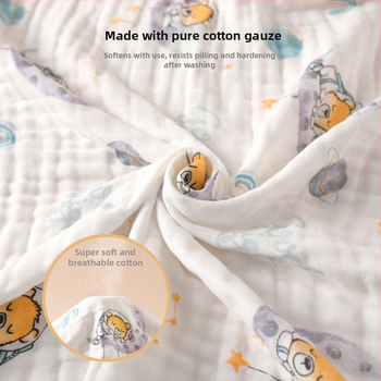 Šešių sluoksnių medvilninė marle kūdikių vonios rankšluostis, sugeriantis, su ranka nupieštu raštu, Klasė A