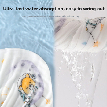 Šešių sluoksnių medvilninė marle kūdikių vonios rankšluostis, sugeriantis, su ranka nupieštu raštu, Klasė A