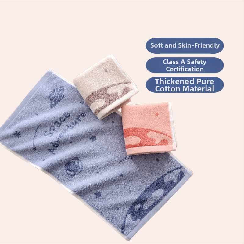 Vaikiškas rankšluostis iš 100% medvilnės, džakardinė audinys, 32s siūlai, 50–80 g, kūdikiui, karikatūros raštas, pritaikomas