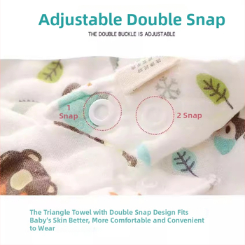 Kūdikių trikampis kaklui iš 100% medvilnės, šešių sluoksnių bubble gauze audinys, tinka naujagimiams, su piešiniais ir gėlėmis, sugest drėgmę, kvėpuojantis