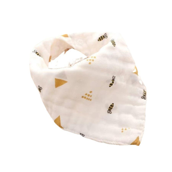 Kūdikių trikampis kaklui iš 100% medvilnės, šešių sluoksnių bubble gauze audinys, tinka naujagimiams, su piešiniais ir gėlėmis, sugest drėgmę, kvėpuojantis