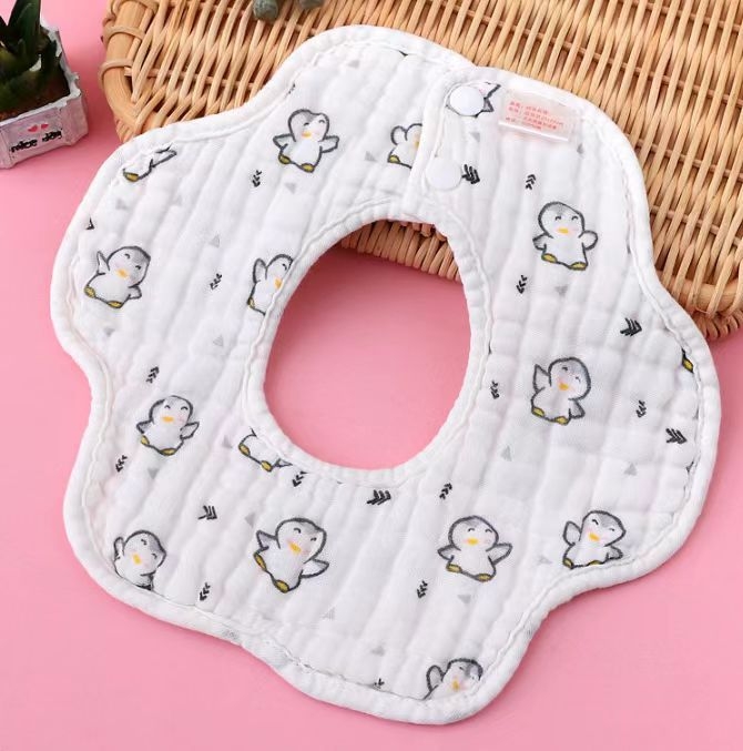 Kūdikių trikampis kaklui iš 100% medvilnės, šešių sluoksnių bubble gauze audinys, tinka naujagimiams, su piešiniais ir gėlėmis, sugest drėgmę, kvėpuojantis