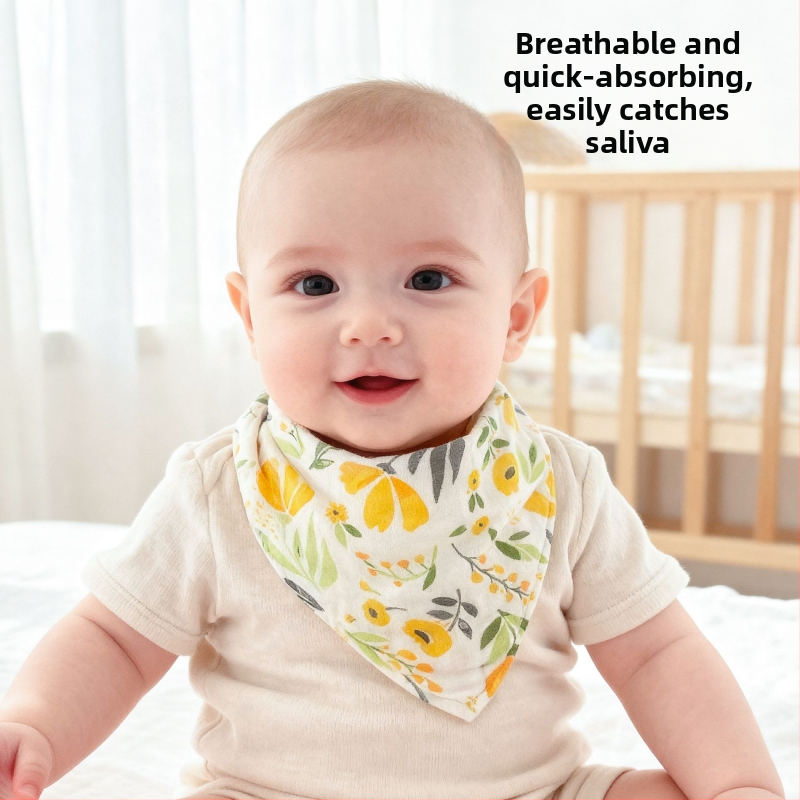 Kūdikių trikampė seilių skydelis, bambusinė-paminklinė mišinio 70/30, sugerianti, naujagimiams 0–1 metų, karikatūrinis raštas