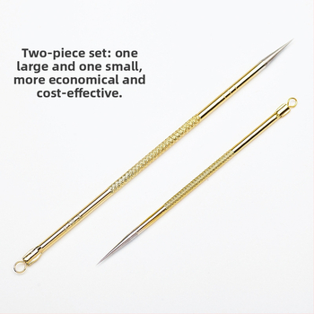 Nerūdijančio plieno profesionalus adatos juodųjų dėmių ir spuogų šalinimui – 2 vnt. ilgas ir trumpas
