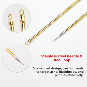 Nerūdijančio plieno profesionalus adatos juodųjų dėmių ir spuogų šalinimui – 2 vnt. ilgas ir trumpas