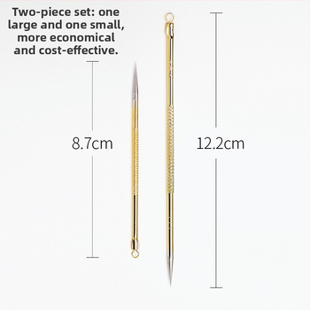 Nerūdijančio plieno profesionalus adatos juodųjų dėmių ir spuogų šalinimui – 2 vnt. ilgas ir trumpas