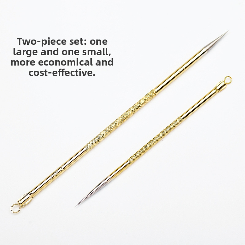 Nerūdijančio plieno profesionalus adatos juodųjų dėmių ir spuogų šalinimui – 2 vnt. ilgas ir trumpas