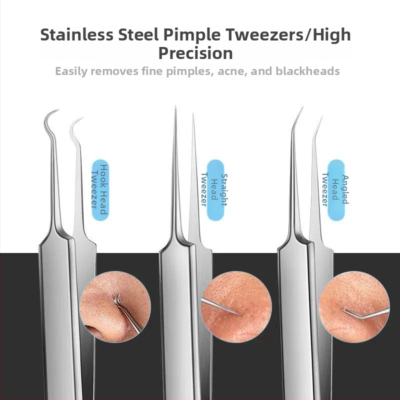 Nerūdijančio plieno spuogų ekstrakcijos įrankių rinkinys bendram naudojimui