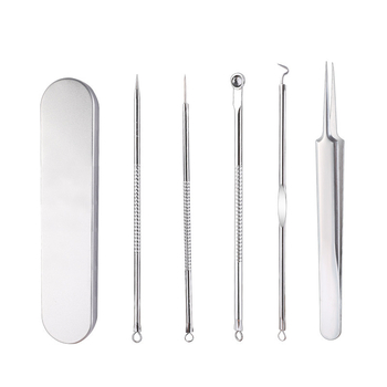 Izilin nerūdijančio plieno spuogų adatos rinkinys, 5 vnt., dėžutėje, dviejų galų