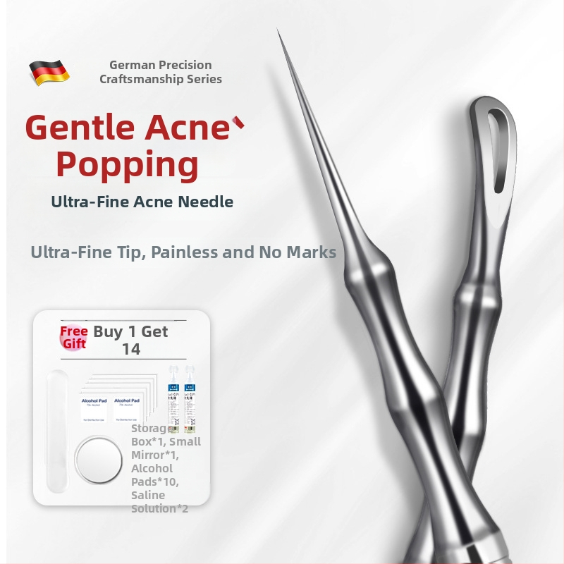 Spuogų adatos ir inkštirų šalinimo rinkinys, itin aštri No. 5 galvutė, nerūdijantis plienas