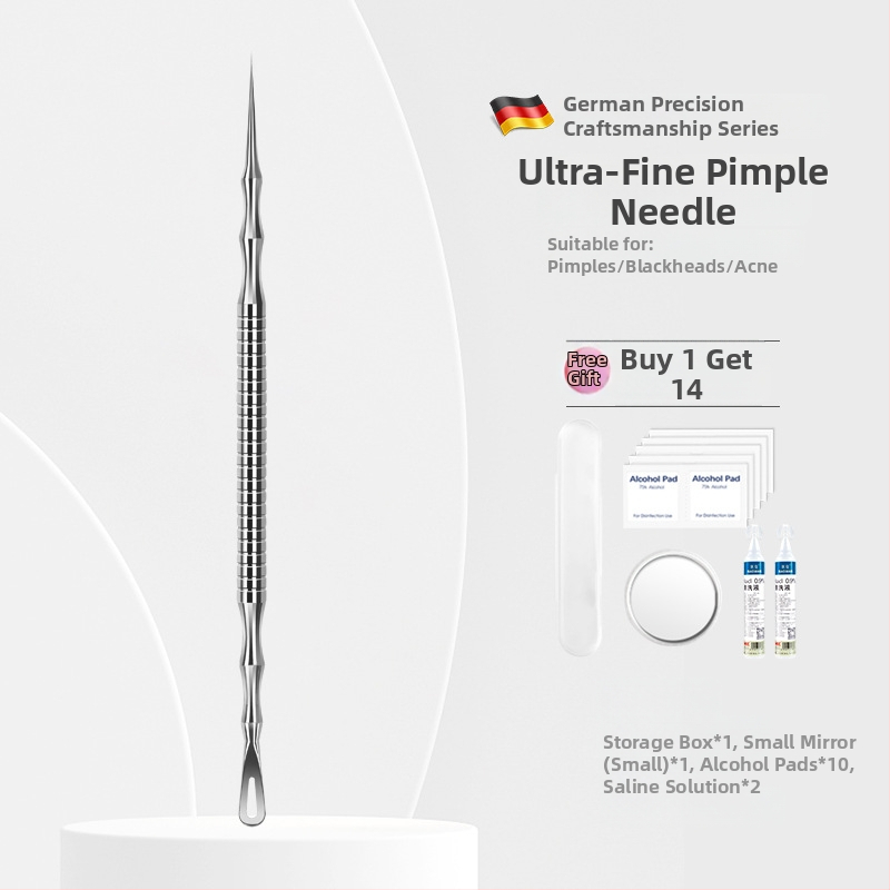 Spuogų adatos ir inkštirų šalinimo rinkinys, itin aštri No. 5 galvutė, nerūdijantis plienas