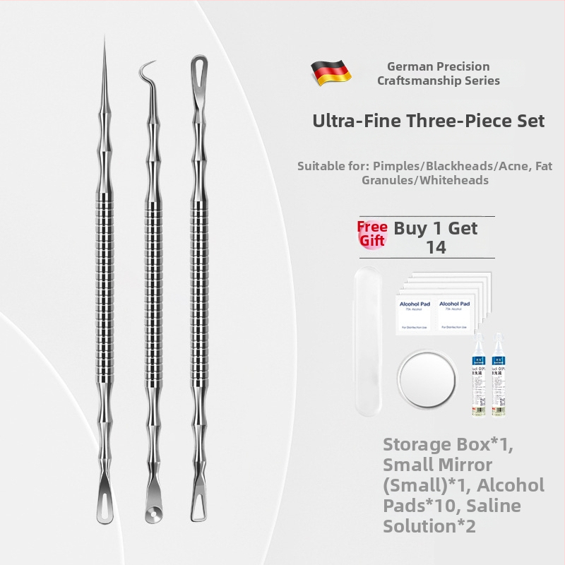 Spuogų adatos ir inkštirų šalinimo rinkinys, itin aštri No. 5 galvutė, nerūdijantis plienas