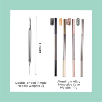 Nešiojama dviejų galvučių akne adata iš cinko lydinio — ultra aštri, ultra plona, skirta juodoms dėmėms ir spuogams