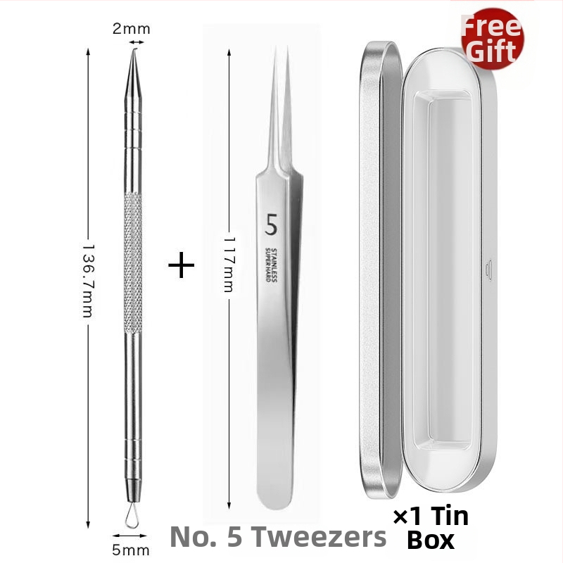 Išlenkta aknės adata – nerūdijančio plieno, ištraukimo įrankis juodoms dėmėms