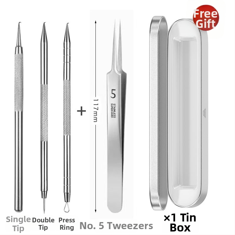 Išlenkta aknės adata – nerūdijančio plieno, ištraukimo įrankis juodoms dėmėms