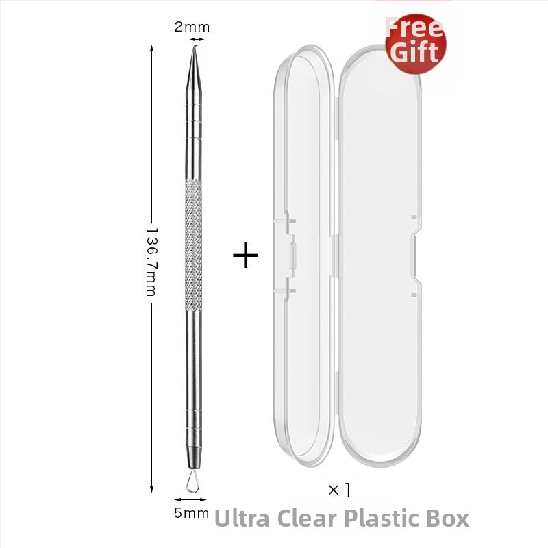 Išlenkta aknės adata – nerūdijančio plieno, ištraukimo įrankis juodoms dėmėms