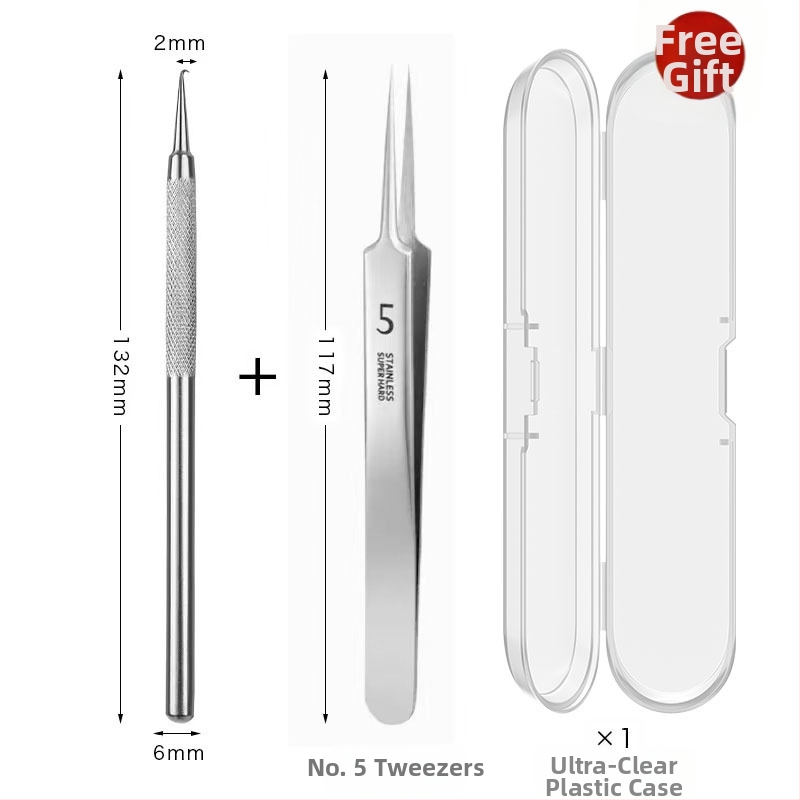 Išlenkta aknės adata – nerūdijančio plieno, ištraukimo įrankis juodoms dėmėms