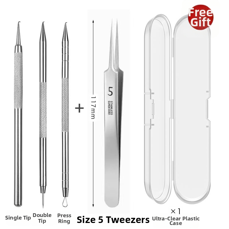 Išlenkta aknės adata – nerūdijančio plieno, ištraukimo įrankis juodoms dėmėms