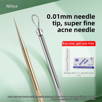 Profesionalus spuogų adatų rinkinys su ultra aštriais plonais adata ir juodųjų taškų šalinimo antgaliais, nerūdijantis plienas – Nilia