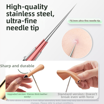 Profesionalus spuogų adatų rinkinys su ultra aštriais plonais adata ir juodųjų taškų šalinimo antgaliais, nerūdijantis plienas – Nilia