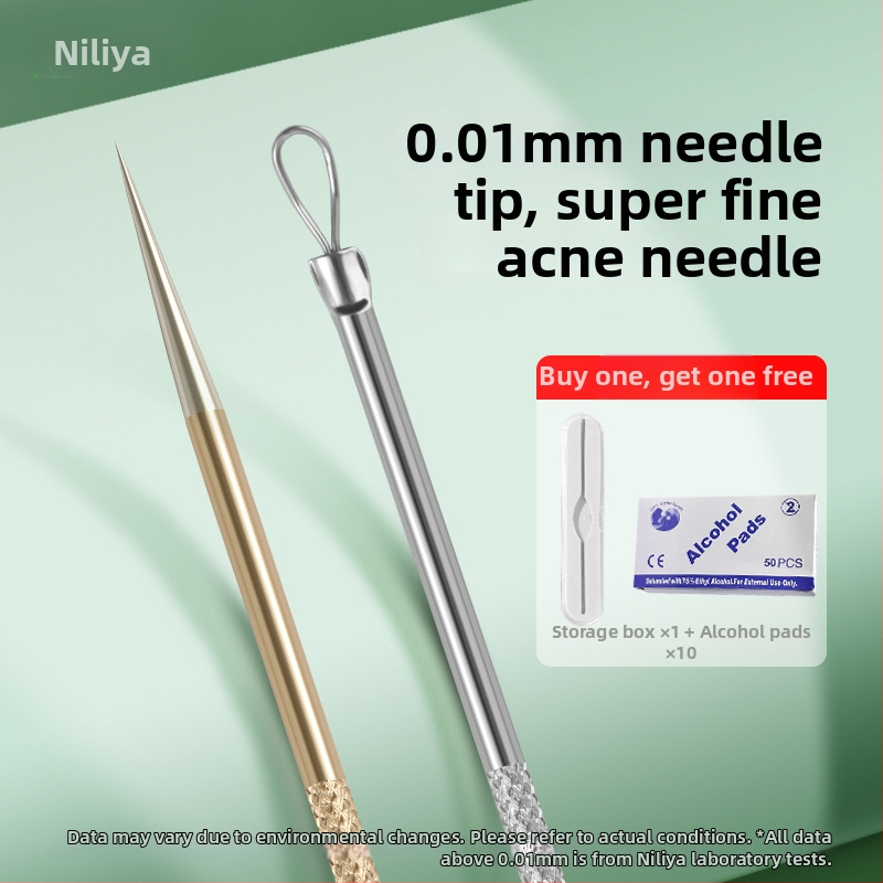 Profesionalus spuogų adatų rinkinys su ultra aštriais plonais adata ir juodųjų taškų šalinimo antgaliais, nerūdijantis plienas – Nilia