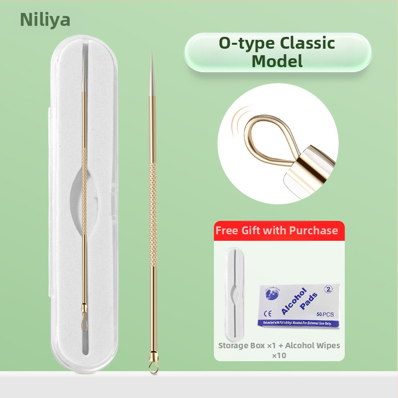 Profesionalus spuogų adatų rinkinys su ultra aštriais plonais adata ir juodųjų taškų šalinimo antgaliais, nerūdijantis plienas – Nilia