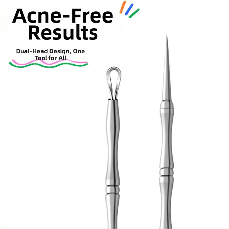 Dviejų galų nerūdijančio plieno spuogų adata — ypač aštrus valymo įrankis juodoms dėmėms ir spuogams šalinti, šveičiamasis ir išėmimo įrankis