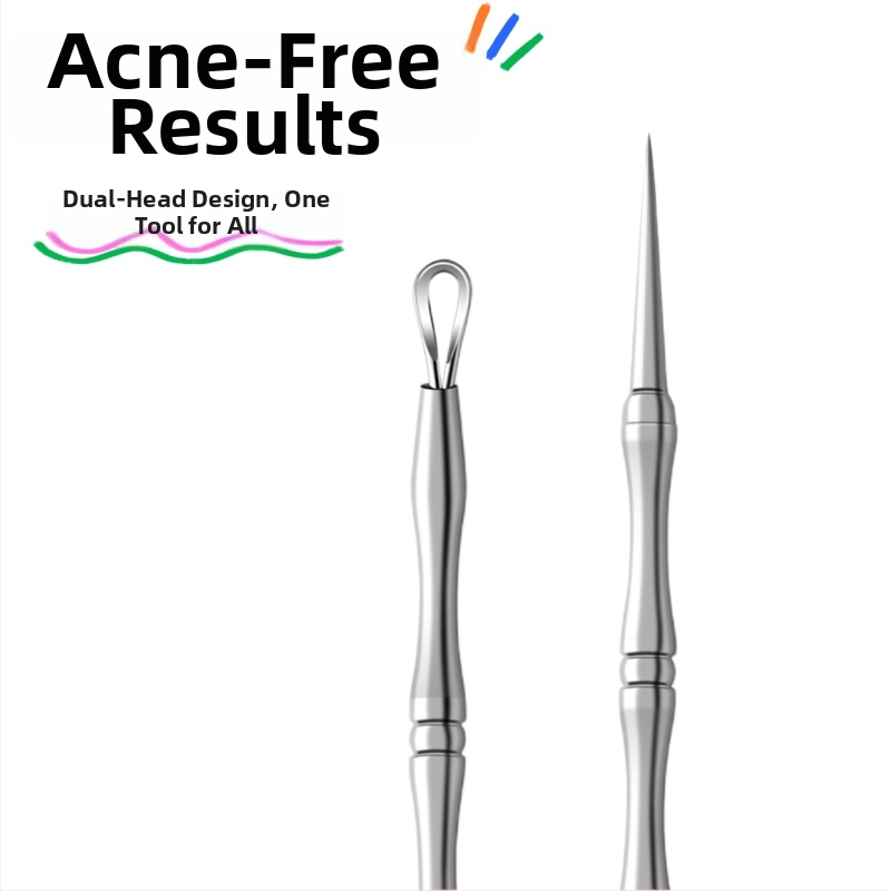 Dviejų galų nerūdijančio plieno spuogų adata — ypač aštrus valymo įrankis juodoms dėmėms ir spuogams šalinti, šveičiamasis ir išėmimo įrankis