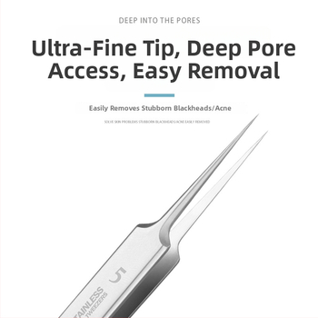 Yiliren ihne odstraňovanie akné s pinzetou na čierne bodky, No.5 klip, nerezová oceľ
