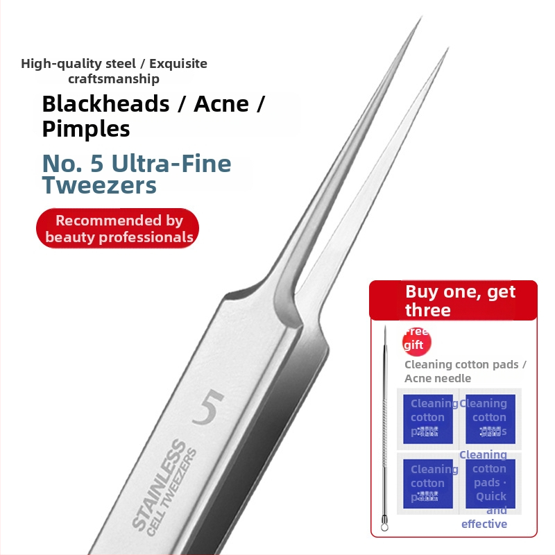 Yiliren ihne odstraňovanie akné s pinzetou na čierne bodky, No.5 klip, nerezová oceľ