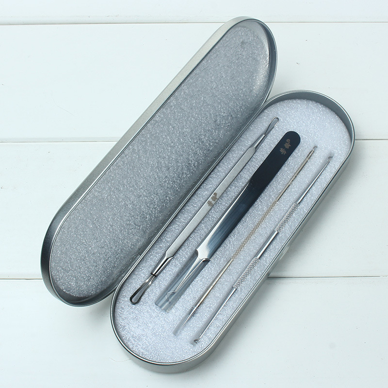 4-частен комплект от неръждаема стомана за игли za акне – за премахване на черни точки, козметичен инструмент за лице