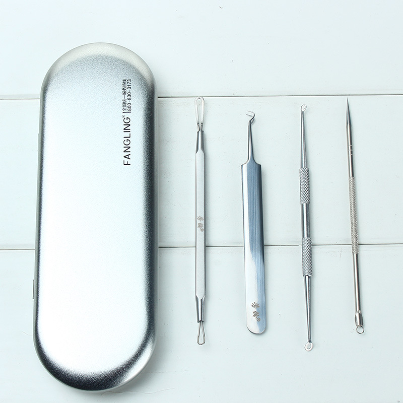 4-частен комплект от неръждаема стомана за игли za акне – за премахване на черни точки, козметичен инструмент за лице