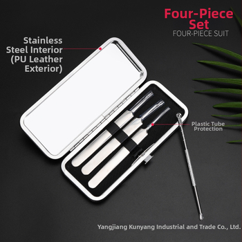 Spuogų įrankių rinkinys: spuogų klipsas ir adata, nerūdijančio plieno, elektroplatinė danga, keturių dalių rinkinys, tinka visiems odos tipams