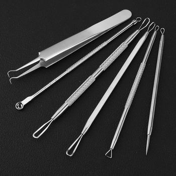 6 dalių nerūdijančio plieno spuogų adatų rinkinys juodų spuogų šalinimui