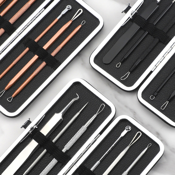 6 dalių nerūdijančio plieno spuogų adatų rinkinys juodų spuogų šalinimui