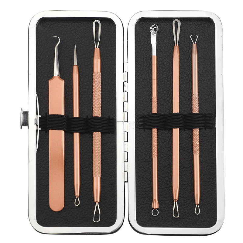 6 dalių nerūdijančio plieno spuogų adatų rinkinys juodų spuogų šalinimui