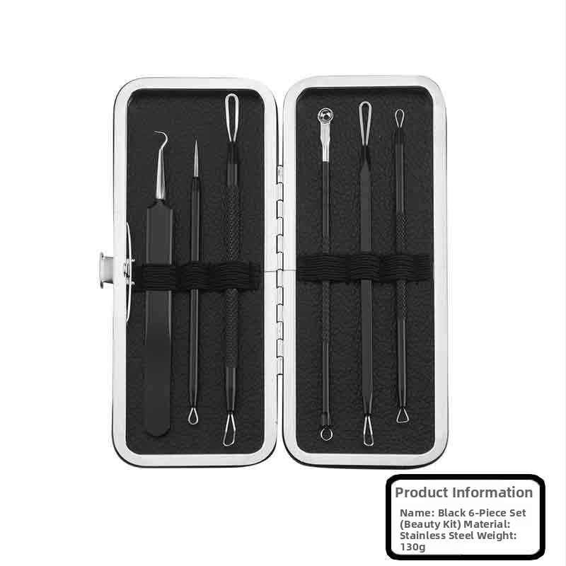 6 dalių nerūdijančio plieno spuogų adatų rinkinys juodų spuogų šalinimui