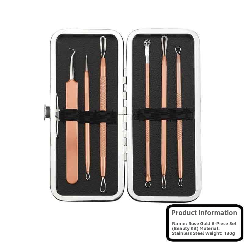 6 dalių nerūdijančio plieno spuogų adatų rinkinys juodų spuogų šalinimui