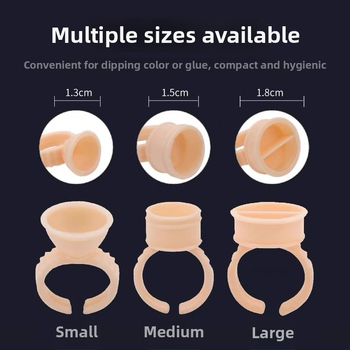 Ühekordsed silikoonist rõngakausid poolpüsiva tätoveeringu jaoks, komplekt 100 tk., 75 g pakendis