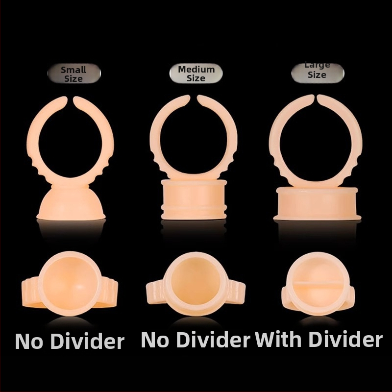 Ühekordsed silikoonist rõngakausid poolpüsiva tätoveeringu jaoks, komplekt 100 tk., 75 g pakendis