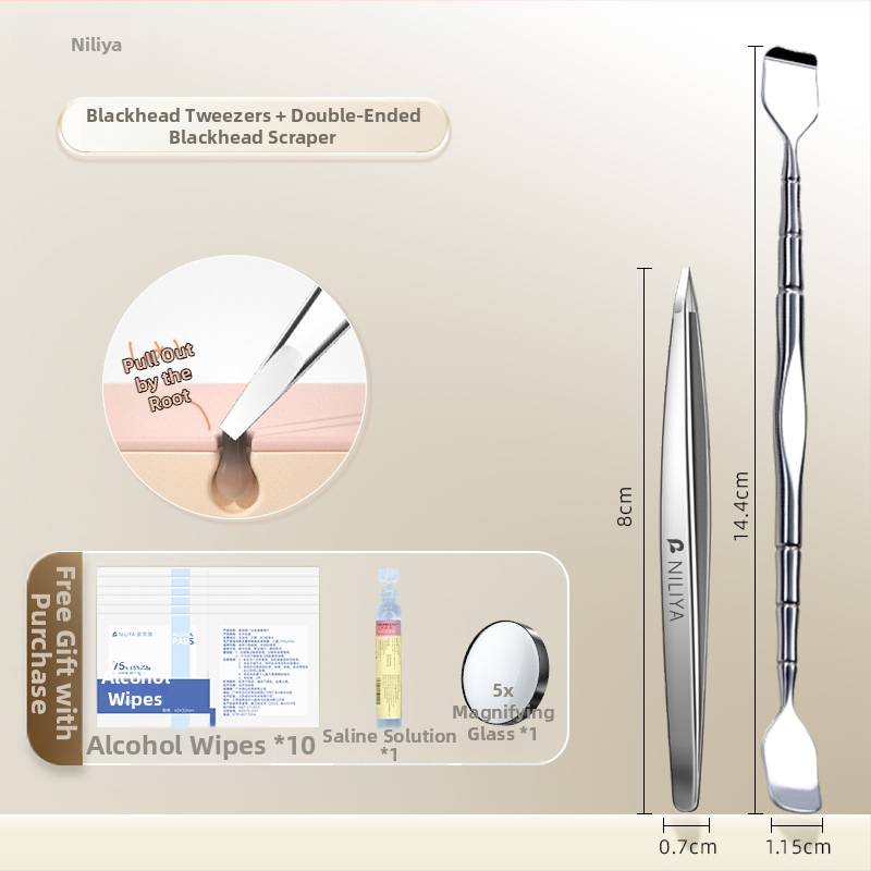 Nilia juodųjų inkliuzų žnyplės – aukšta precizija, nerūdijantis plienas, saugus įrankis poroms ir antakiams salone