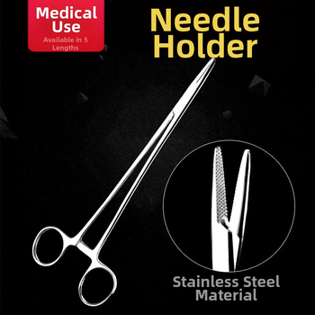 Chirurginis adatų laikiklis iš nerūdijančio plieno – daugkartinis naudojimas, su pilnų dantų žandikauliais siuvimui, pakuotė 1 vnt