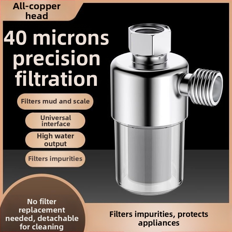 Elektros vandens šildytuvo priešfiltras su vario filtravimo elementu, sieninis įvadas vandens filtras, skalės prevencija; Patvirtinimas Zhejiang 2022 Nr. 0020; Funkcija: Srauto stiprinimas