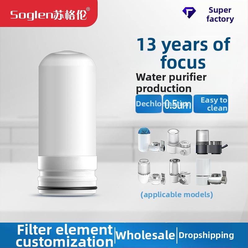 Vandens valymo filtro elemento – Soglen, keramikinė medžiaga, 2 L talpa, visiškai skaidrus čiaupo filtro elemento